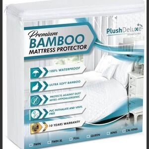 PlushDeluxe Bamboo Waterproof Mattress Protector, King Size, Ultra Soft
